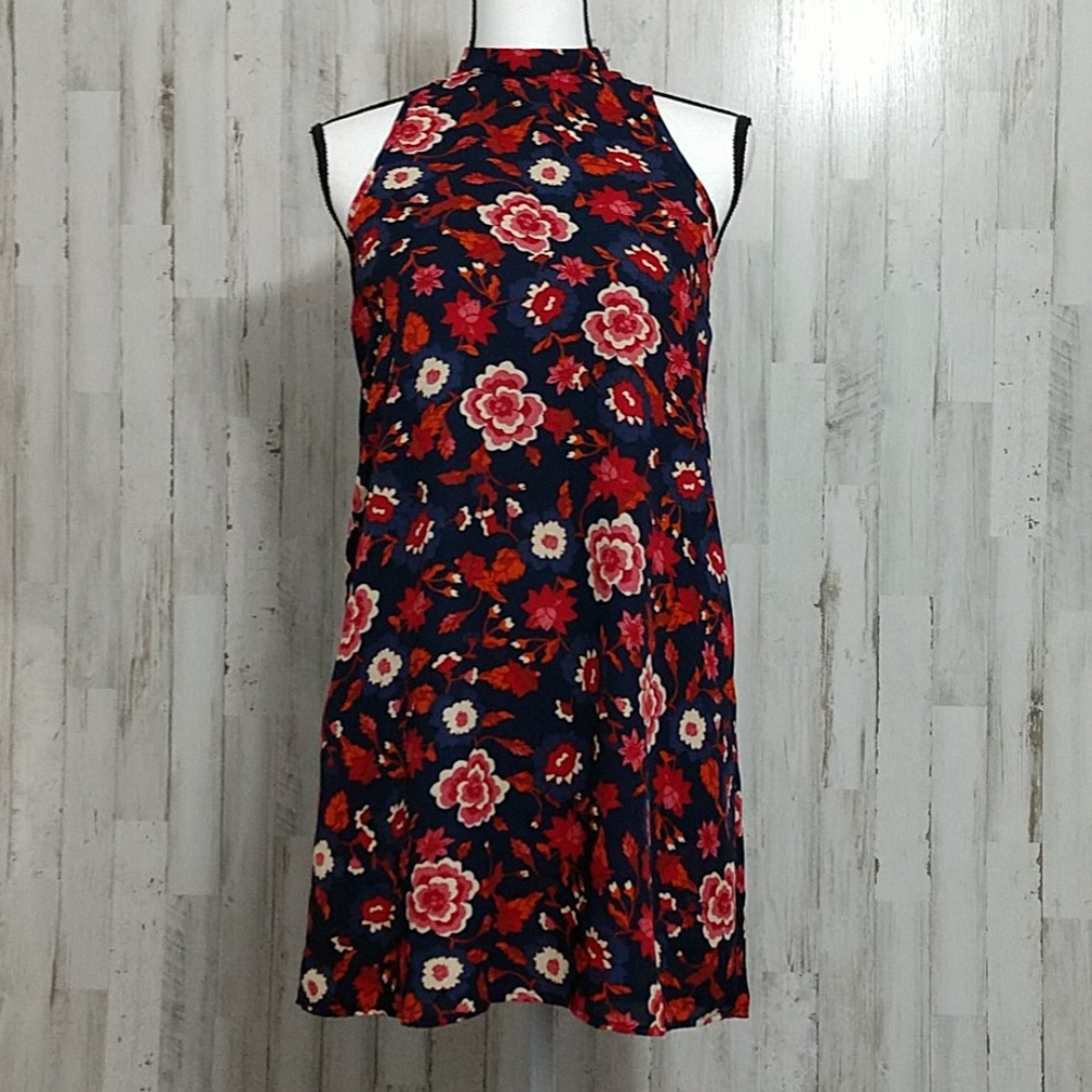 Mabel Navy Blue Floral Halter Dress